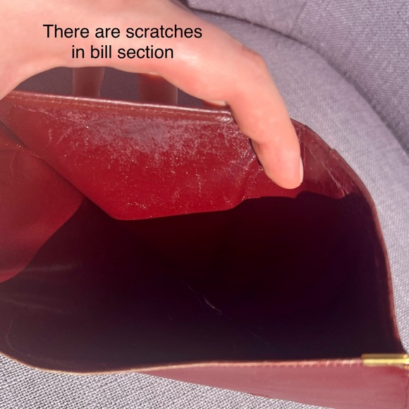 Cartier Mast Line Bi-Fold Wallet Leather Wine Red - Picture 5 of 5